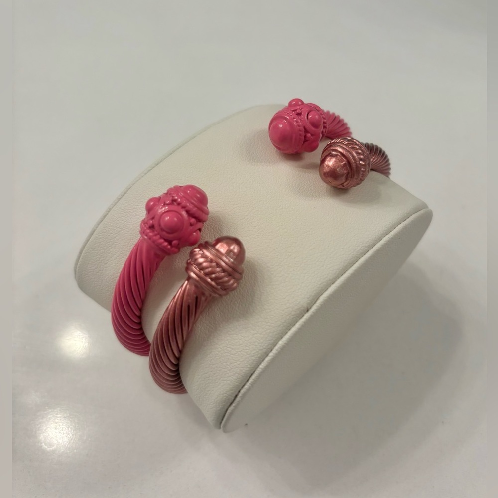 Set of 2 Pink Cable Bracelets